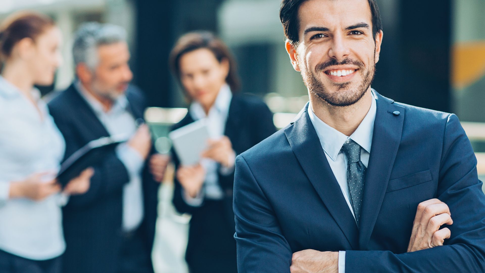 Business leaders discussing AI implementation