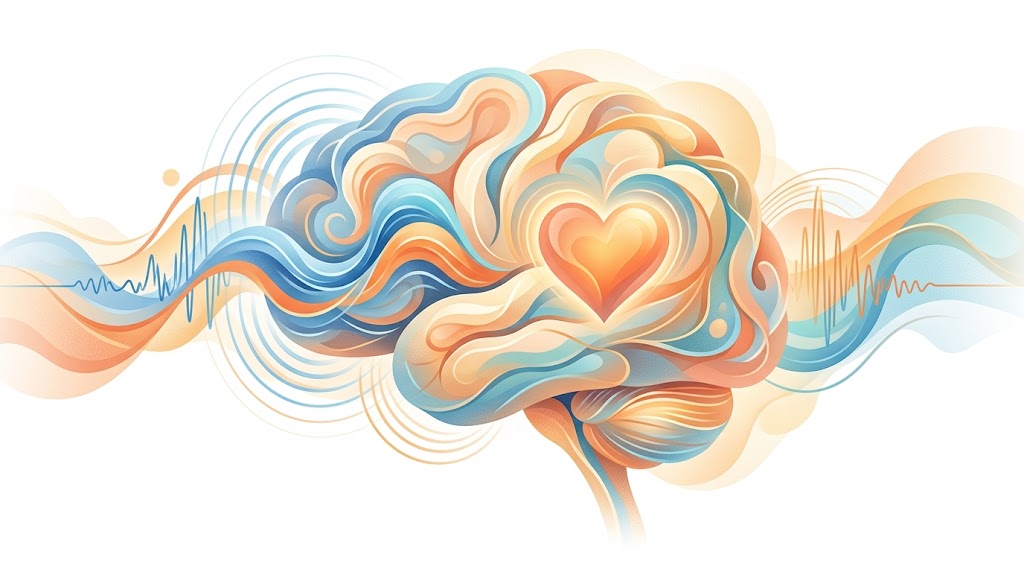 Conceptual image showing brain with phone waves and heart, representing psychology of buyer calls in real estate.