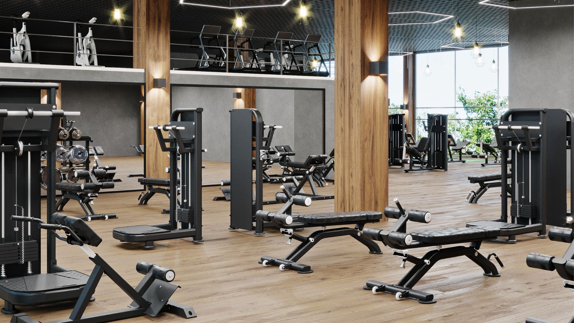 Fitness center with AI technology dashboard