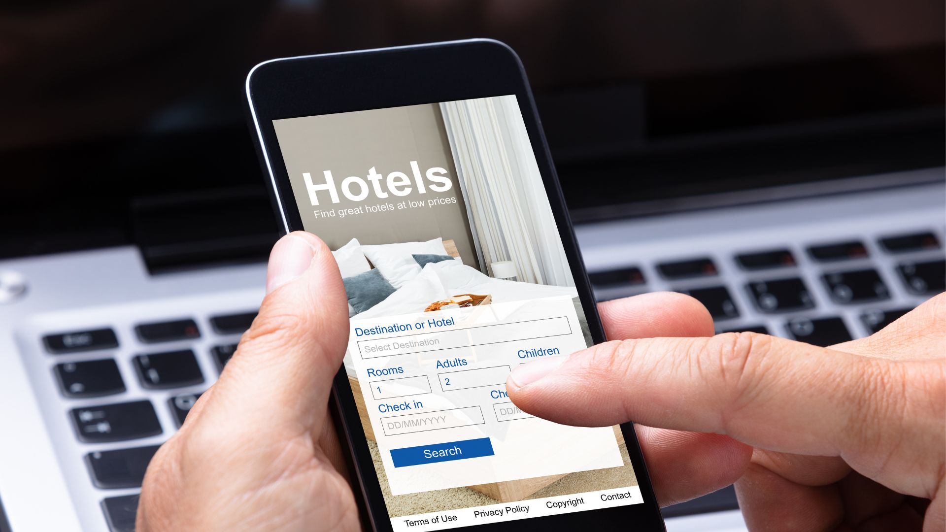 Hotel booking on smartphone with AI assistant