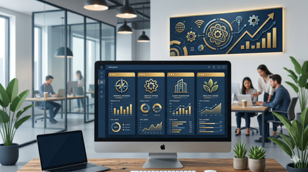 Agency dashboard showing multiple branded client portals and logos – white‑label AI receptionist reselling for real estate agencies.