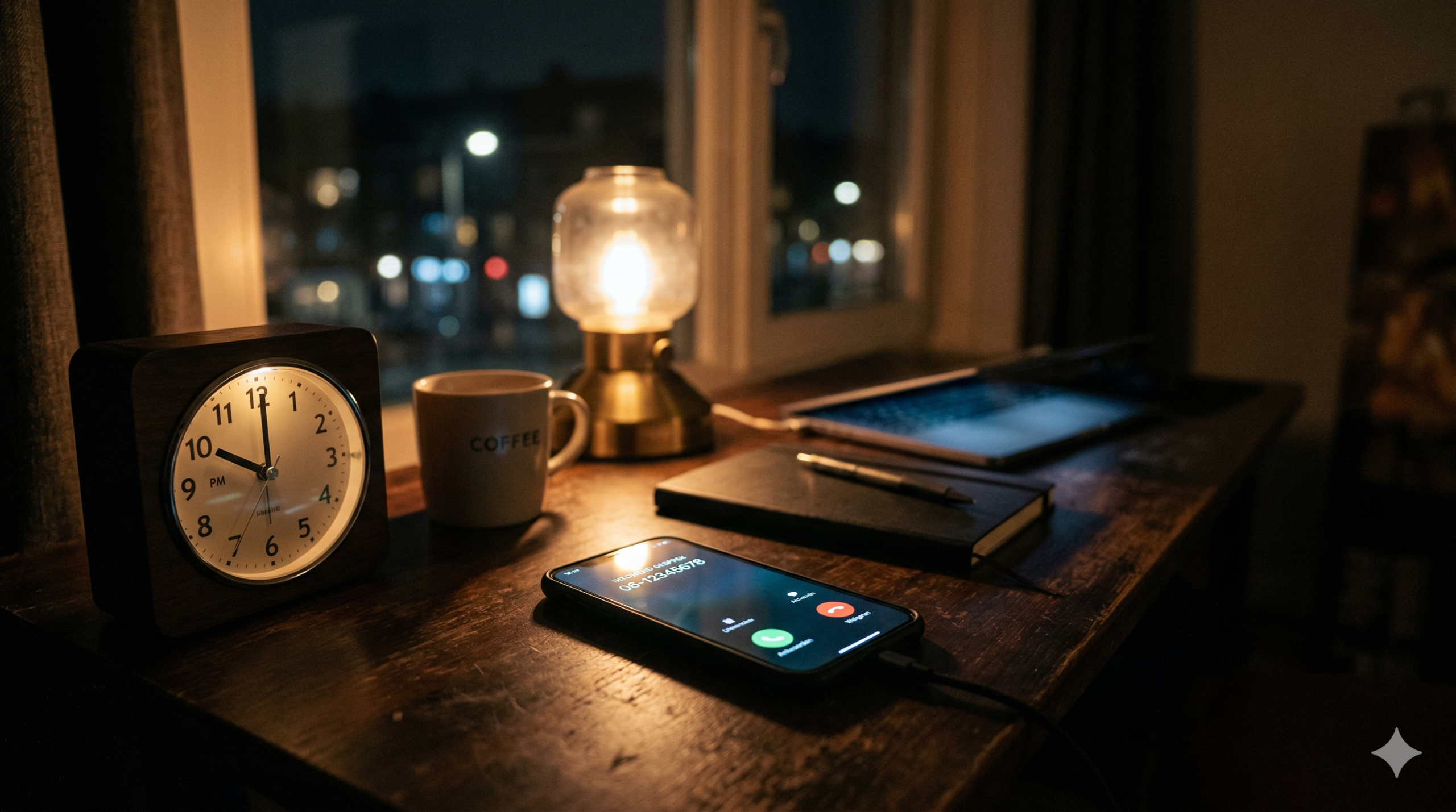 Smartphone showing incoming call at 10 PM, representing after-hours buyer leads captured by AI receptionist.