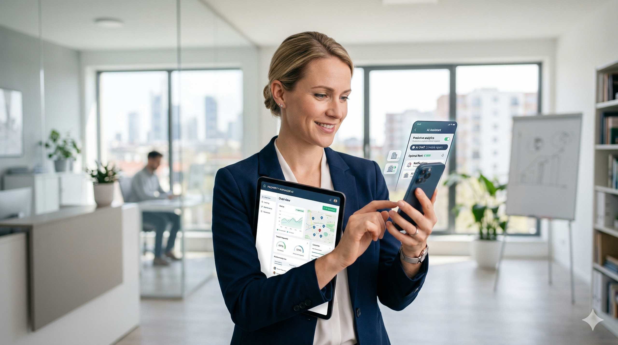 Property manager using AI receptionist to handle tenant maintenance calls and rent inquiries.